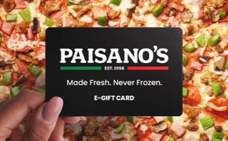 eGift card image of a Paisano's eGift card and products 