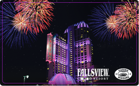 eGift card image of Fallsview at night with fireworks