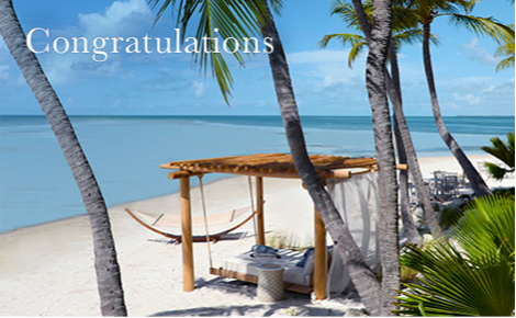 eGift card image of a cabana on the beach with the text 