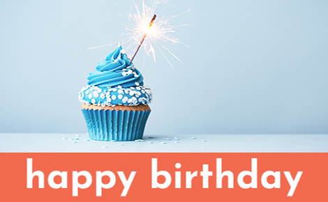 happy birthday and blue cupcake