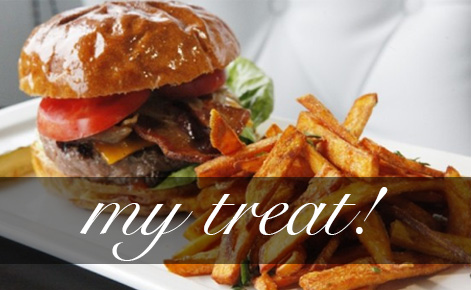 Photo of burger and fries with the text 