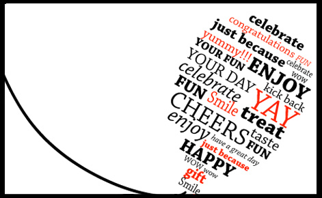 Ballon image with various celebratory words such as 