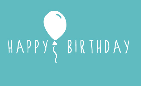 Happy Birthday with an image of a ballon for the 