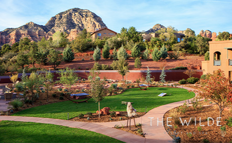 eGift card image of the view from The Grove Patio with the Wilde Resort & Spa logo