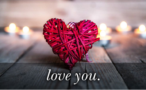 eGift card image of a heart made of red string with the text 