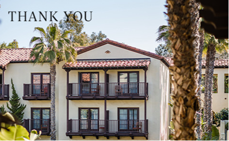 eGift card image of the outside of the resort with the text 