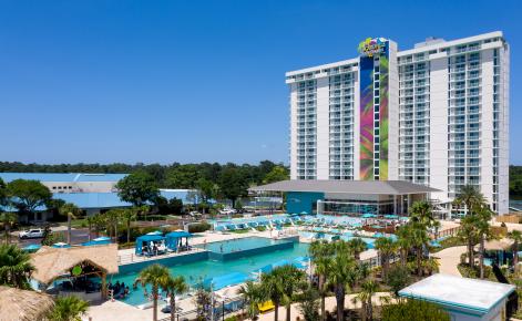 Resort tower and pool