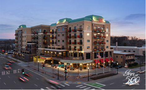 eGift card image of the exterior of the hotel and the Inn at 500 Capitol logo