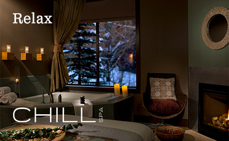 Gift card image of the spa with the text “Relax” and the Chill Spa logo