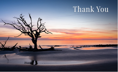 eGift card image of the beach at sunset with the text 