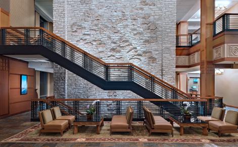 Frank Lloyd Wright-Inspired Lobby Staircase