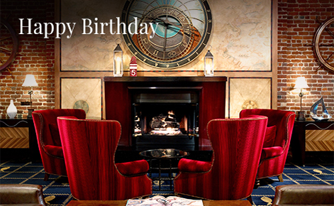 Gift card image of lounge with the text “Happy Birthday”