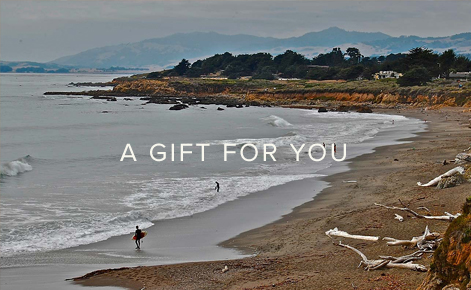 Gift card image of the beach with the text “A Gift For You”