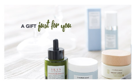 eGift card image of spa products with the text 