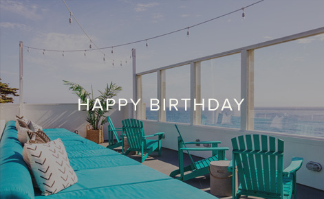 Gift card image of the view from the roof top balcony with the text “Happy Birthday”