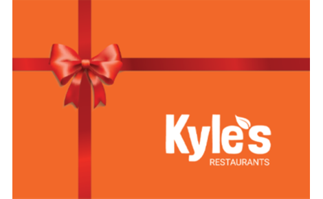 eGift card image of the Kyle's Restaurants logo with a red bow 
