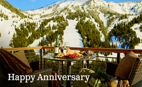 Gift card image of the view form a room balcony with the text “Happy Anniversary”