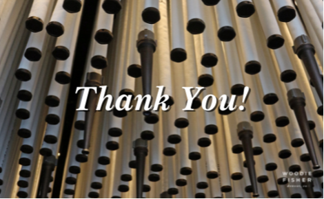 eGift card image with the text “Thank You!” and the Woodie Fisher Kitchen & Bar logo