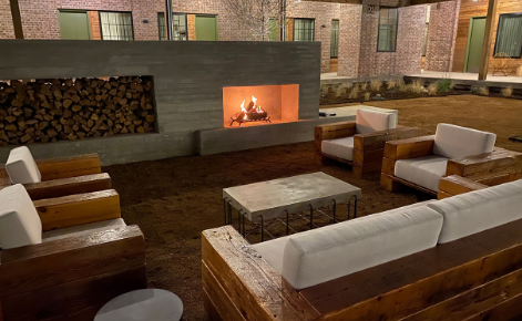 Gift card image of the seating area by the fire 