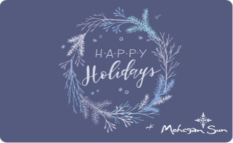 eGift card image with the text “Happy Holidays” and the Mohegan Sun logo
