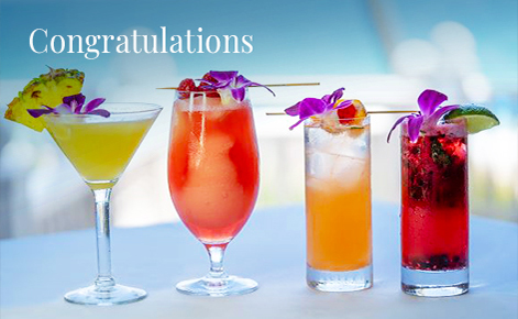 Gift card image of a selection of cocktails with the text “Congratulations”