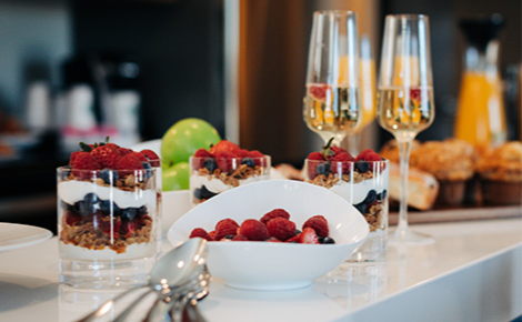 Gift card image of deserts and Champaign