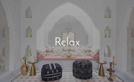 Gift card image of the spa area with the text “Relax”