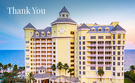 Gift card image of the exterior of the hotel with the text “Thank You”