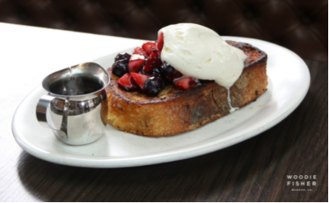 eGift card image of French Toast and the Woodie Fisher Kitchen & Bar logo