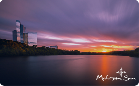eGift card image of the sunset at Mohegan Sun with the Mohegan Sun logo