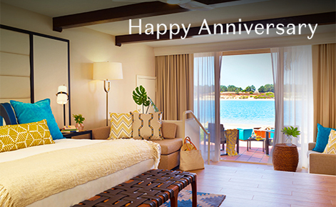 Gift card image of hotel room with the text 