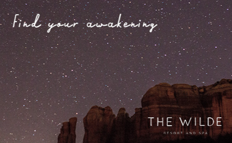 eGift card image of Sedona’s red rocks at night with the text 
