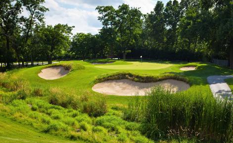 Golf Course Green with Two Bunkers
