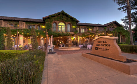 eGift card image of the entrance to Hotel Los Gatos at dusk