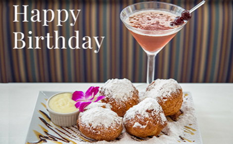 eGift card image of a dessert and cocktail with the text 