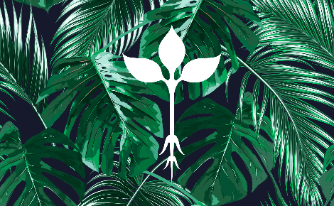 Green Leaves with White Logo