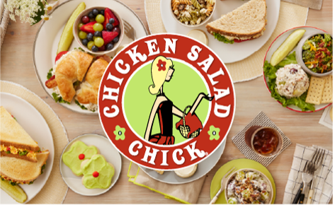 Chicken Salad Chick logo over image of multiple meals from Chicken Salad Chick