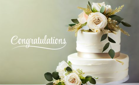 eGift card image of a wedding cake with the text 