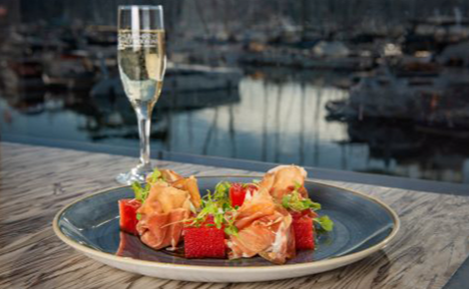 eGift card image of a salad and glass of Champaign