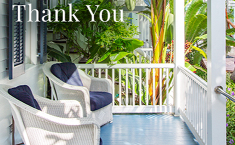 eGift card image a room balcony with the text 