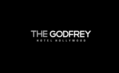 eGift card image of the Godfrey Hotel Hollywood logo on a black background