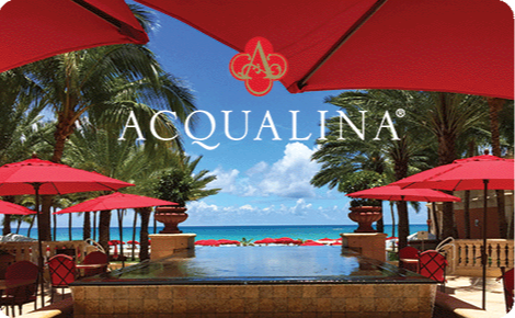 eGift card image of the pool with the Acqualina logo