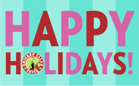 Happy Holidays with teal stripes