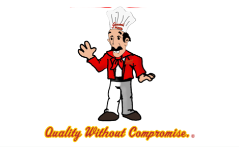 Pizza Man with Quality Without Compromise registered marks. 