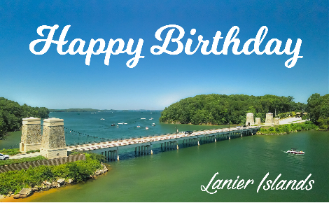eGift card image of the bridge to Lanier Island with the text 