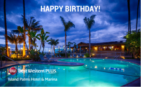 eGift card image of the pool at night with the text 