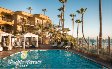eGift card image of the pool with the Pacific Terrace logo