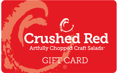 Front side of the Crushed Red Gift Card