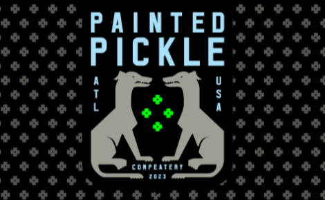 Painted Pickle Compeatery. Two dog design.